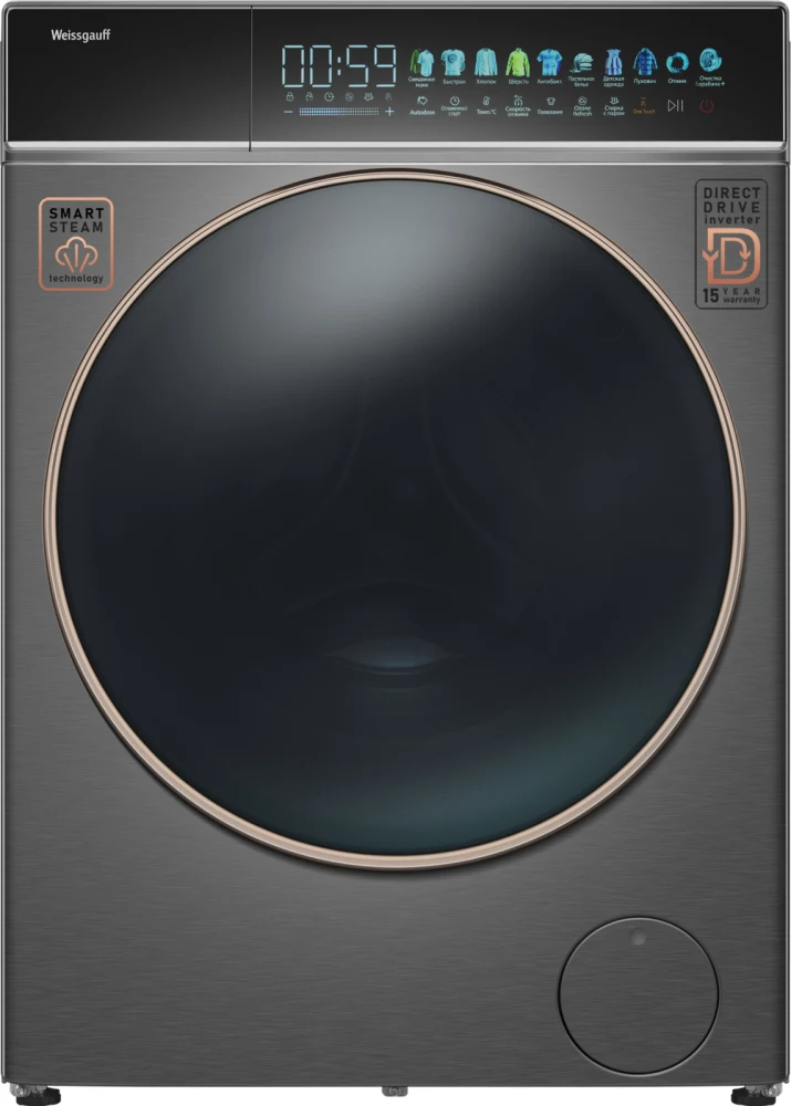 Стиральная машина Weissgauff WM 58411 Direct Drive Inverter Premium Steam Grey