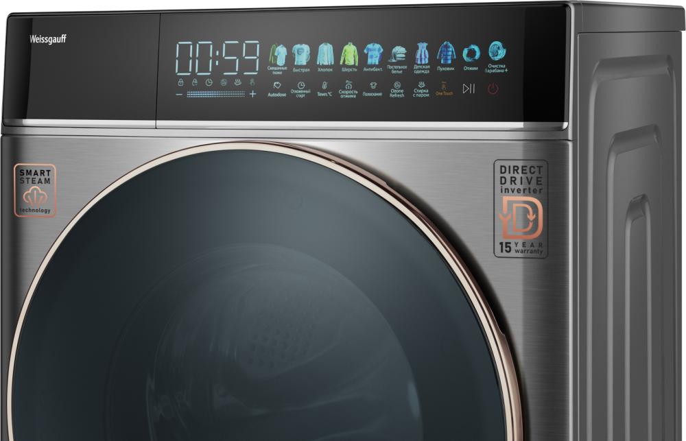 Стиральная машина Weissgauff WM 58411 Direct Drive Inverter Premium Steam Grey — ракурс 7